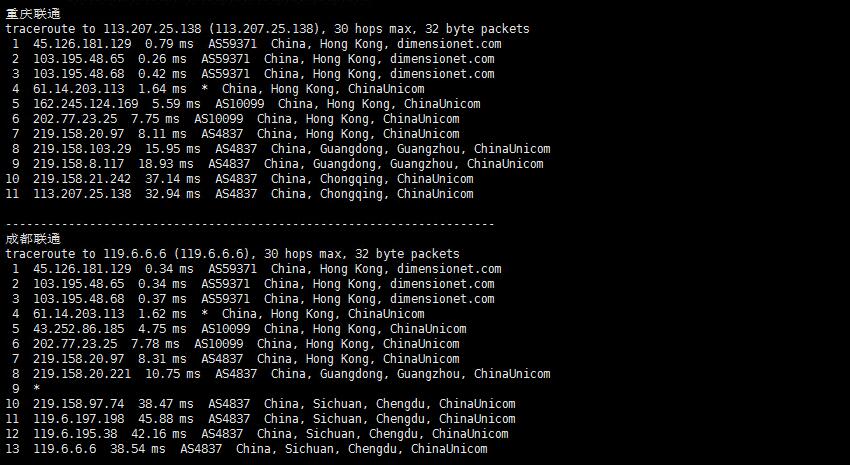 31IDC香港服务器测评 - 联通回程路由