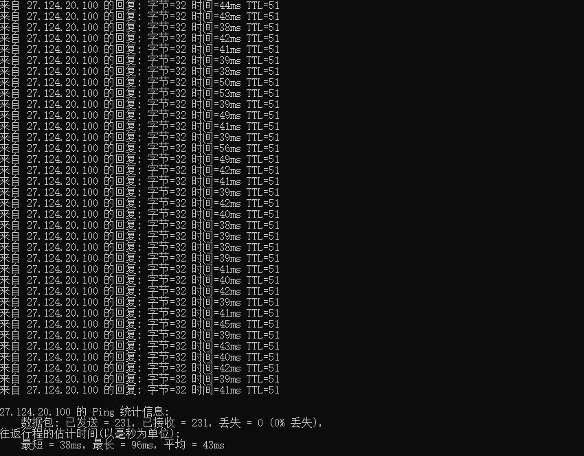 快云科技香港VPS Ping测试