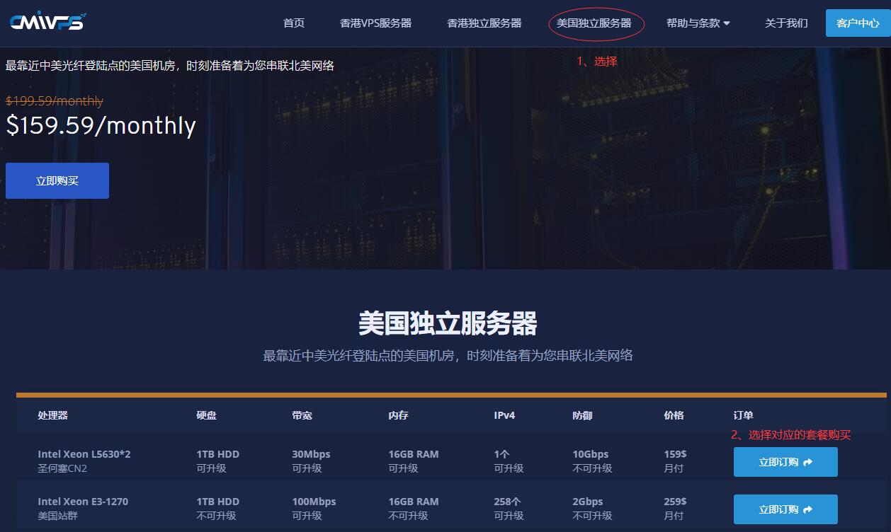 CMIVPS美国独立服务器购买