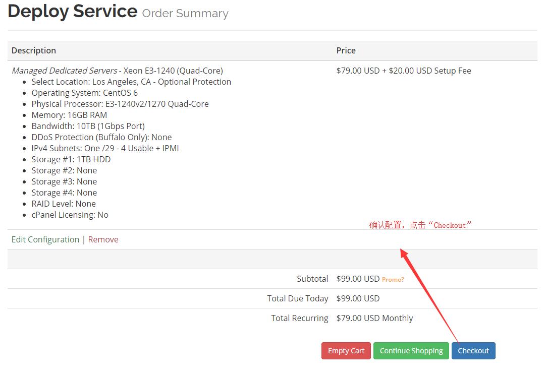 VirMach 配置域名结算页面
