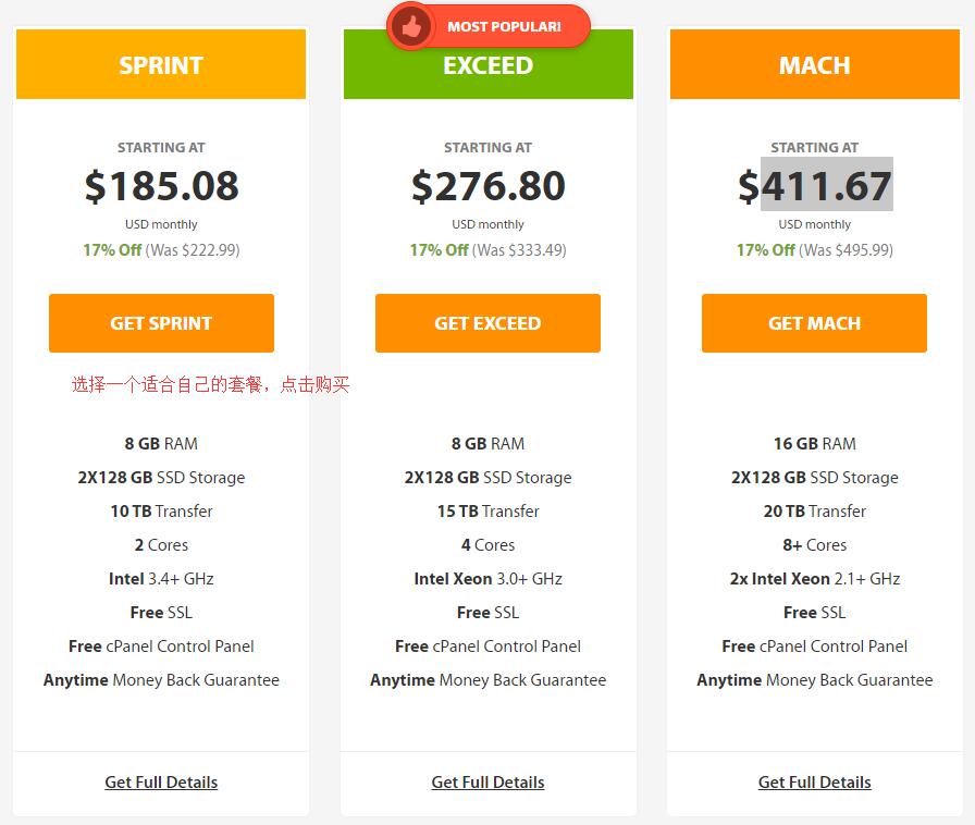 A2Hosting 新加坡独立服务器购买 - 选择套餐