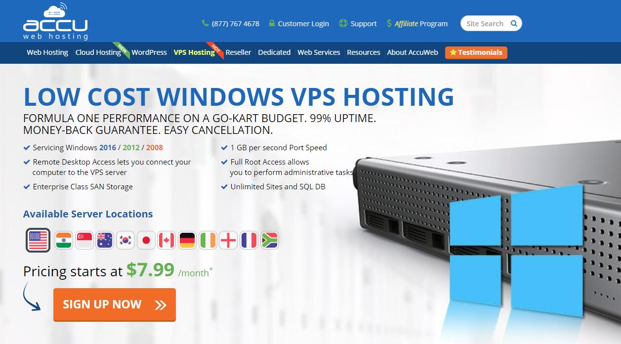 AccuWebHosting 印度 Windows VPS