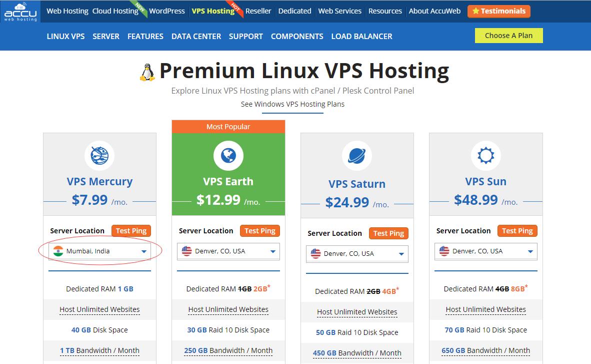 AccuWebHosting 印度 VPS 购买数据中心选择