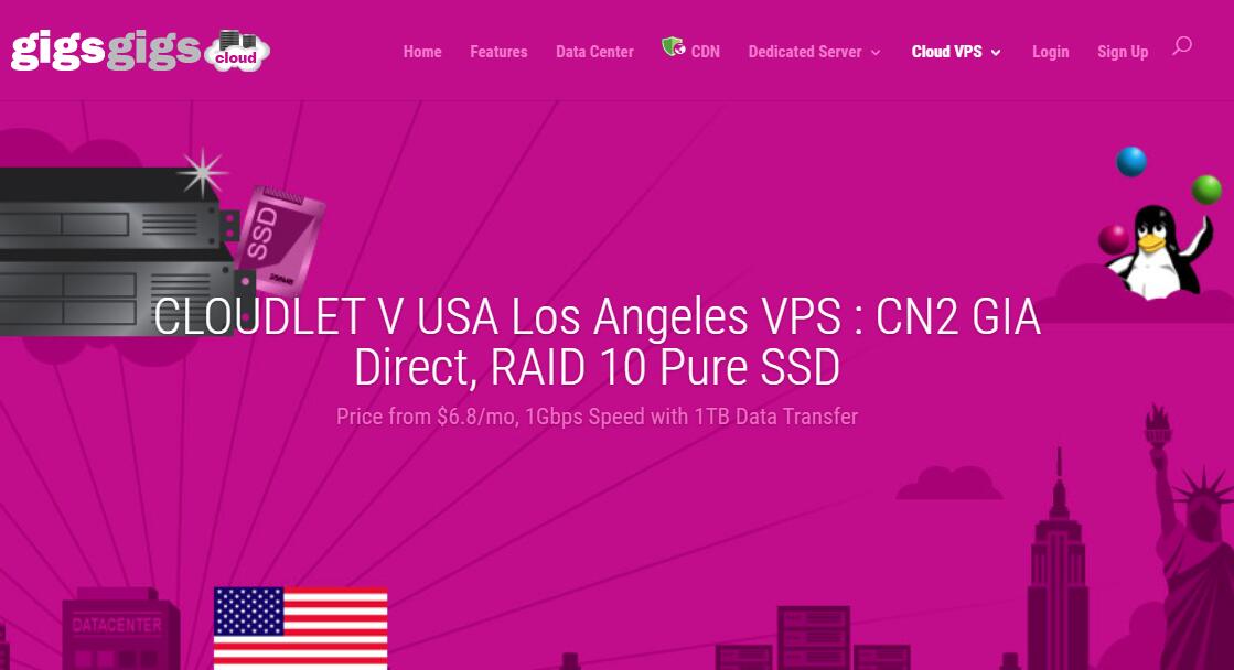 国外 CN2 GIA 线路支持 VPS GigsGigs 推荐