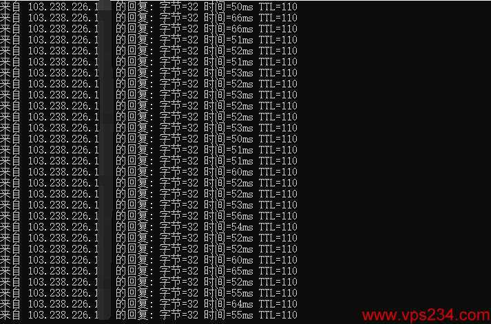 香港Windows VPS CN2线路ping值效果图