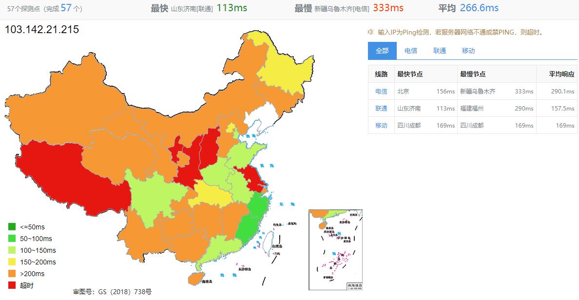 NATANETWORK印尼VPS测评 - 全国三网Ping延迟测试