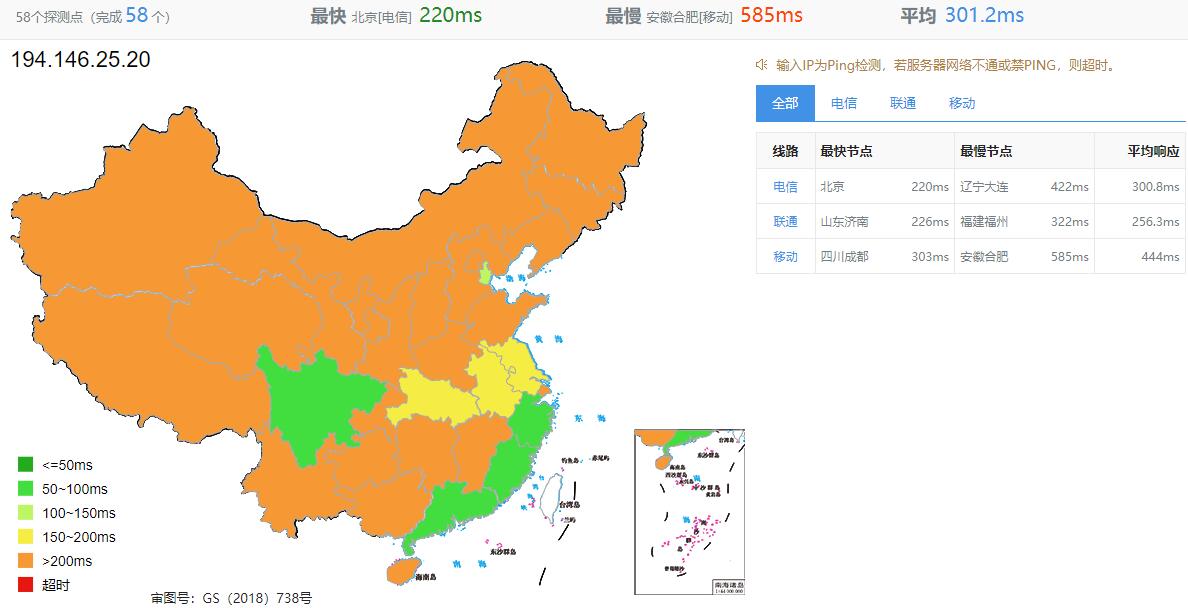 Kamatera英国VPS测评 - 全国三网Ping延迟测试