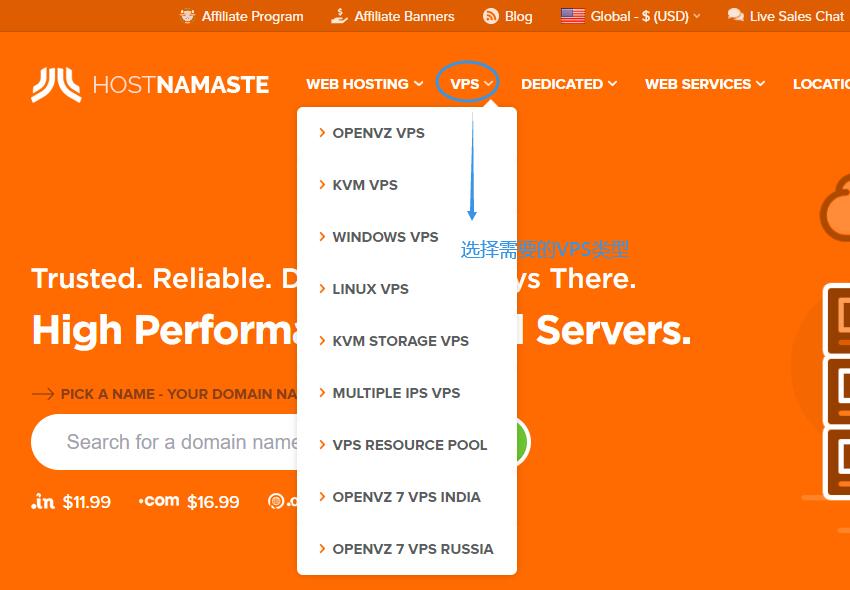 HostNamaste VPS测评 - 购买教程