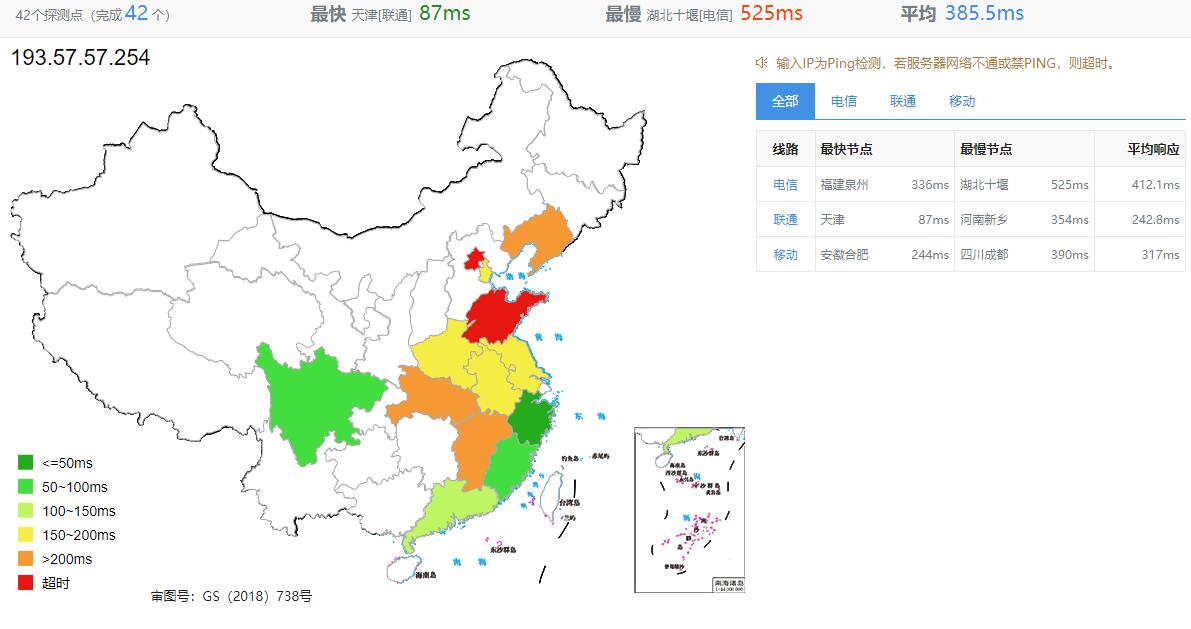 Evoxt马来西亚VPS测评  - 全国三网Ping延迟测试