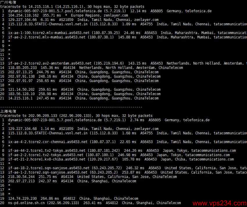 arkecx印度VPS测评 - 电信回程路由