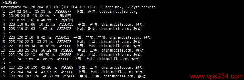 CDNCloud香港VPS测评 - 移动回程路由