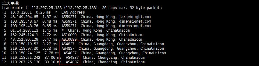31IDC 香港VPS联通回程路由测试