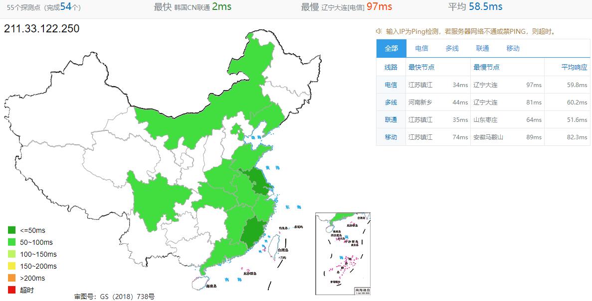 Kdatacenter韩国VPS全国延迟测试