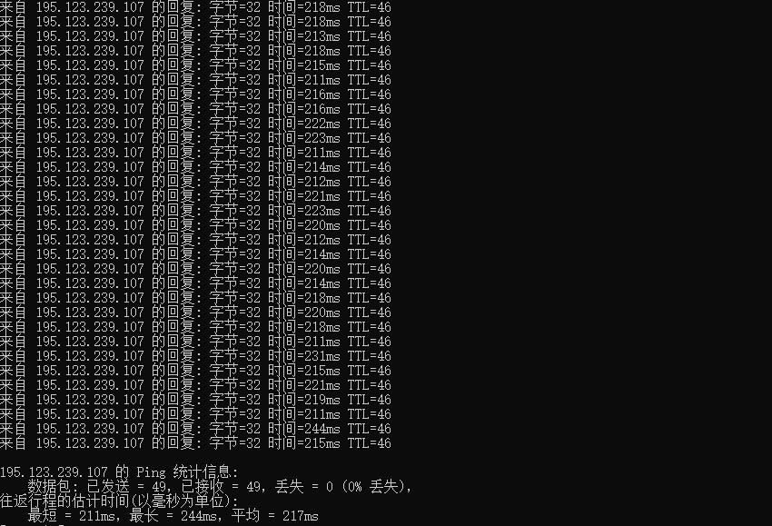 profitserver新加坡VPS Ping测试