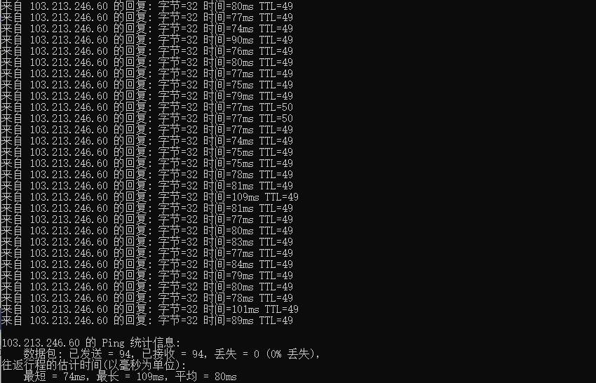 KVMLA新加坡VPS Ping效果测试