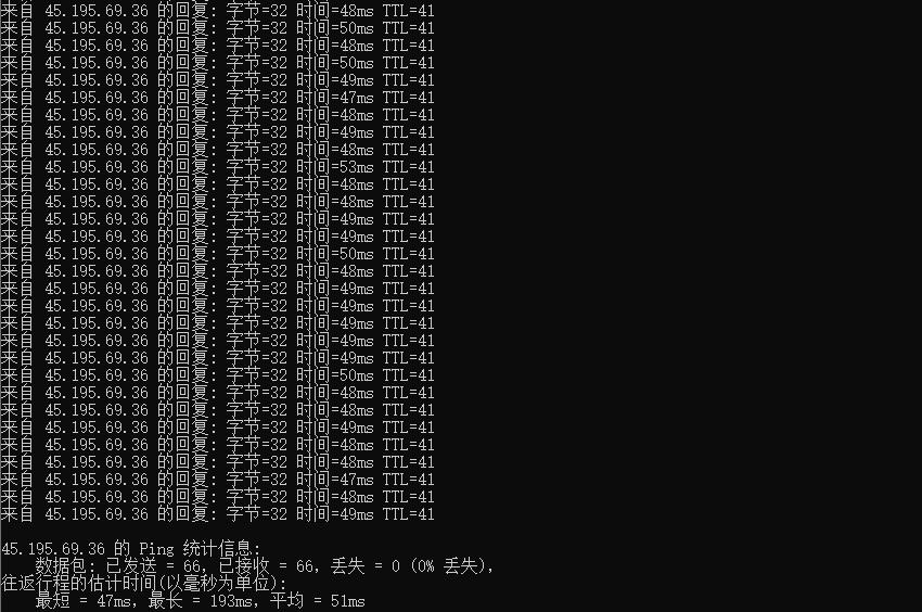A400互联香港VPS Ping效果图