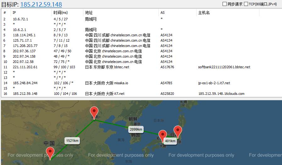 搬瓦工日本节点测评 - 路由测试
