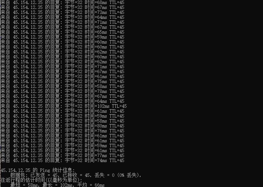 LOCVPS韩国VPS Ping效果图