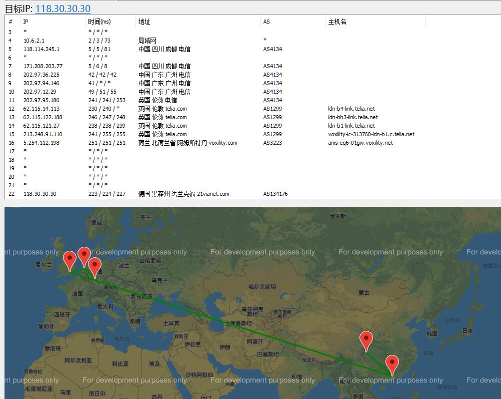 80VPS高防德国VPS路由线路效果图
