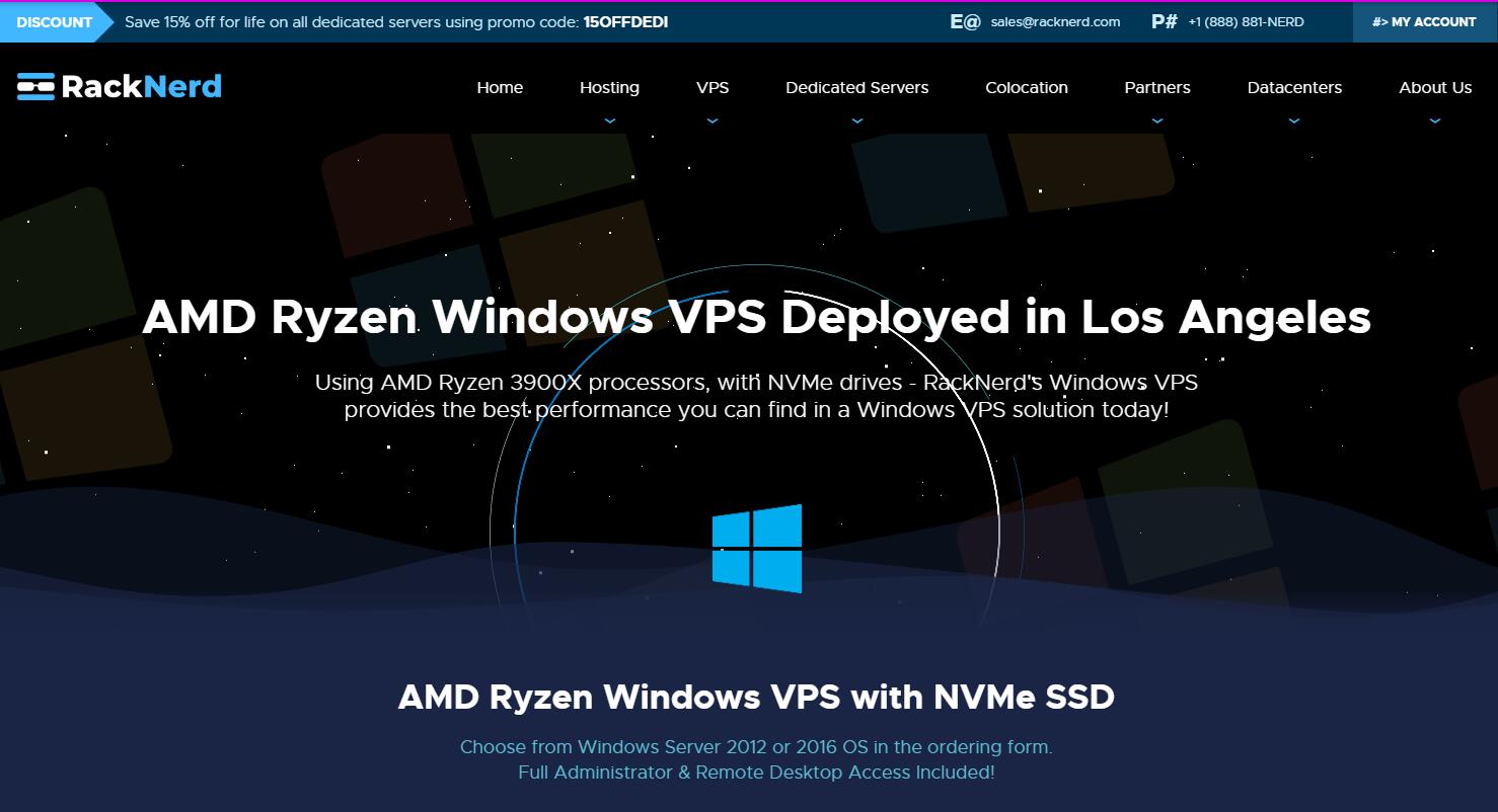 RackNerd美国Windows VPS推荐 - CN2 GIA线路7折优惠