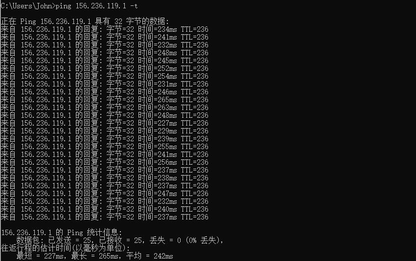 美国VPS TmhHost Ping 效果图