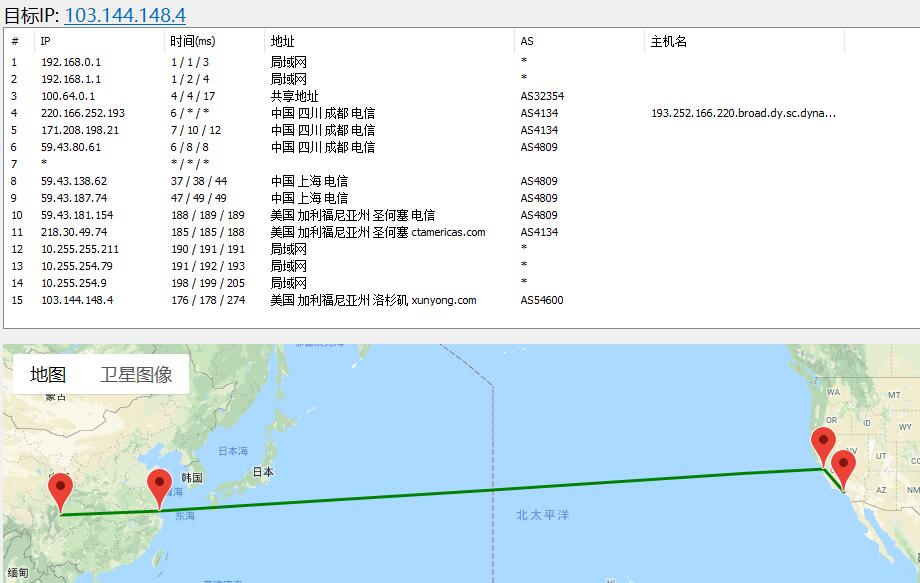 美国VPS百草云路由线路测试