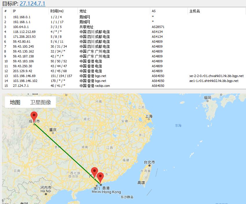 香港VPS嘟牛云路由测试图