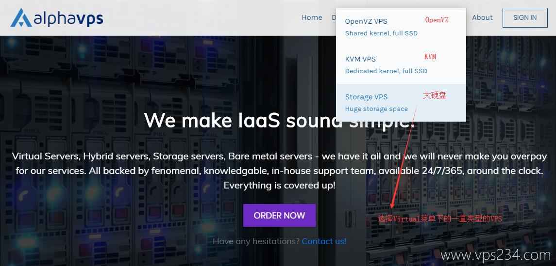 alphavps 购买 - 首先选择VPS类型