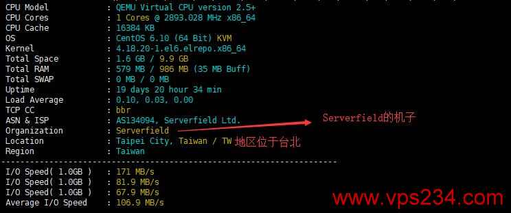台湾VPS Serverfield服务器配置测评