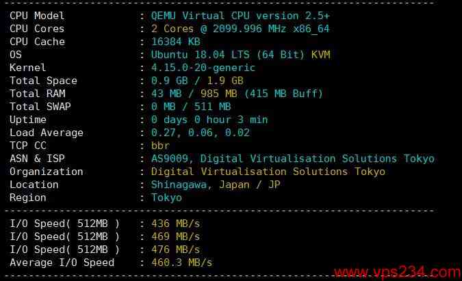 国外VPS digital-vm CPU、硬盘等性能图